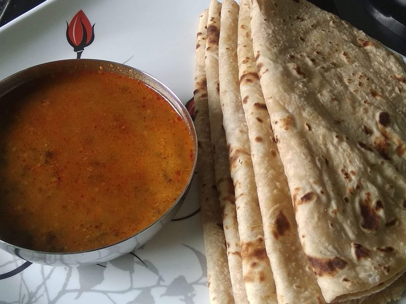Dal tadka served with roti