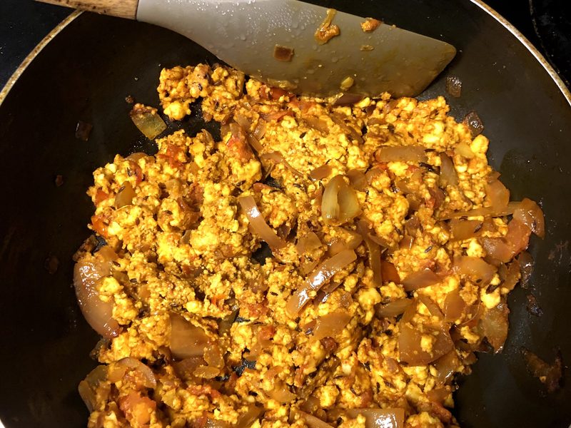 Paneer bhurji, scrambled cottage cheese curry
